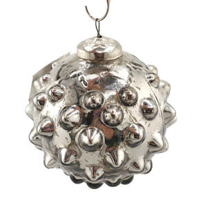 Retro Z Gallerie Christmas Ornament Hobnail Silver Antique Smoke 4" New Holiday